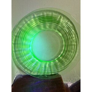 Vintage 1930s Green Uranium Glass Optic Pattern Plate 8"